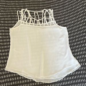 Naked Zebra White Cage Neckline Top/Blouse - Large